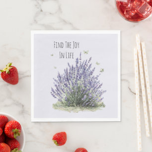 Servilleta De Papel Flores de lavanda púrpura mariposas de menta alegr