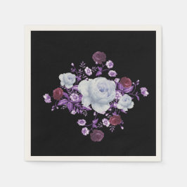 SERVILLETA DE PAPEL FLORES DE LILA, FONDO NEGRO