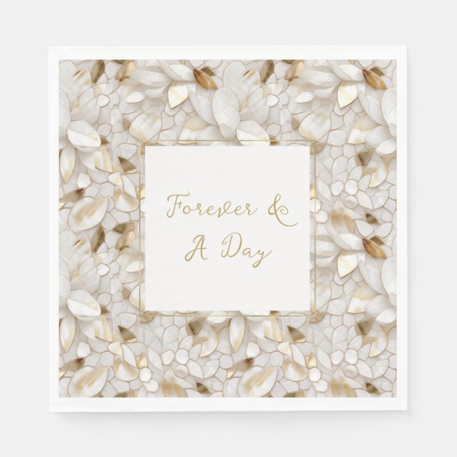 Servilleta De Papel Flores de Loto de Oro Blanco (Anverso)