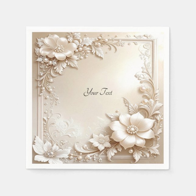 Servilleta De Papel Flores de Marfil (Anverso)