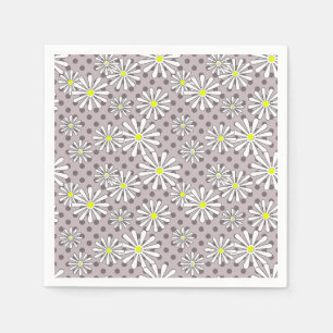 Servilleta De Papel Flores de margarita blanca sobre un punto de polka