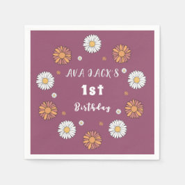 Servilleta De Papel Flores de margarita naranja rosa y blanca pastel