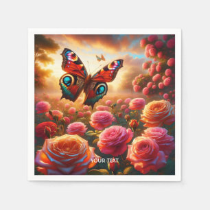 Servilleta De Papel Flores de mariposa de Rosas de la flor de la cuta 