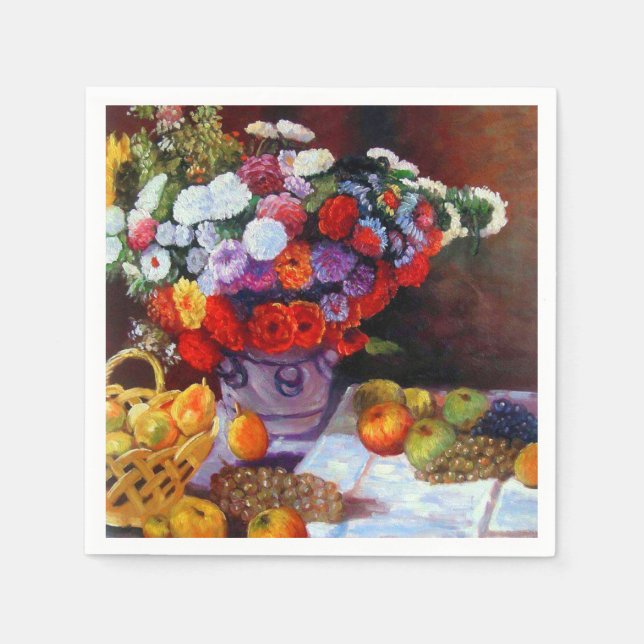 Servilleta De Papel Flores de mono y fruta (Anverso)