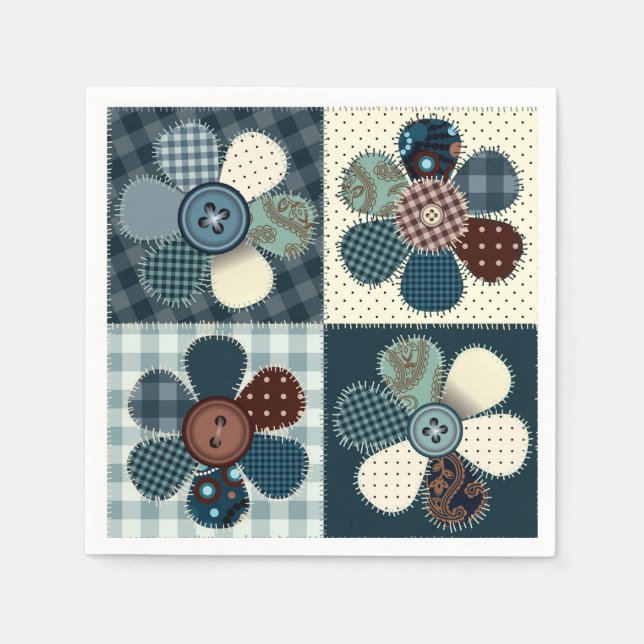 Servilleta De Papel Flores de mosaico (Anverso)