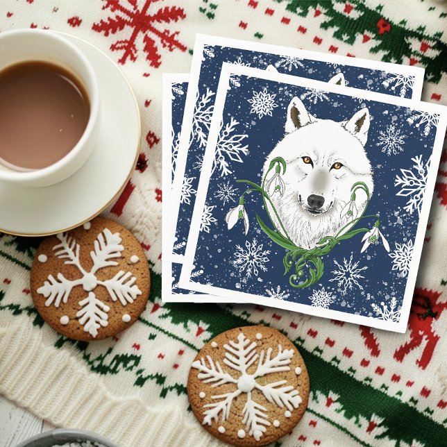 Servilleta De Papel Flores de nevada de lobo blanco ártico (Subido por el creador)