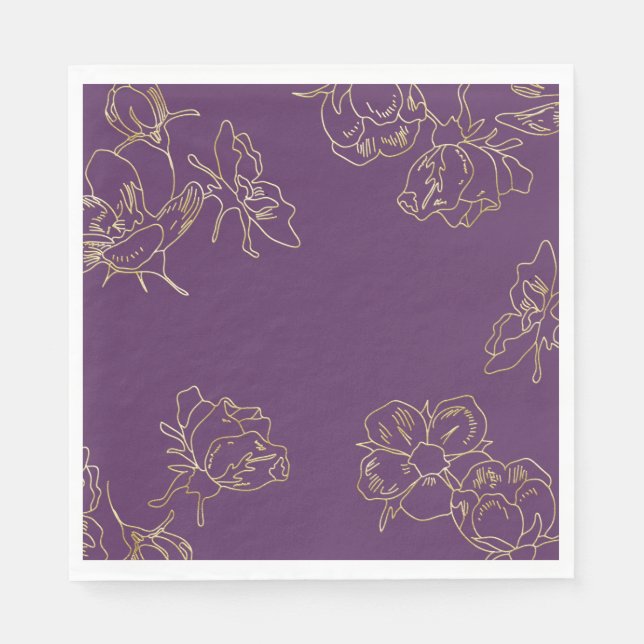 Servilleta De Papel Flores de oro de Art Nouveau (Anverso)