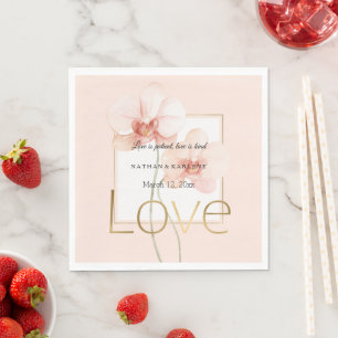 Servilleta De Papel Flores de orquídea rosa tropical, boda de amor en 