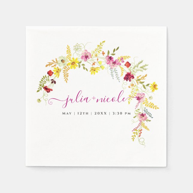 Servilleta De Papel Flores de orquídeas violetas rosadas salvajes Boda (Anverso)