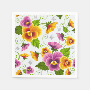 Servilleta De Papel Flores de pansy vívidas