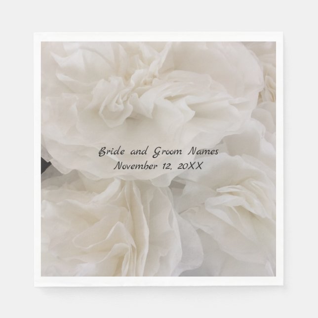 Servilleta De Papel Flores de papel blancas y elegantes (Anverso)