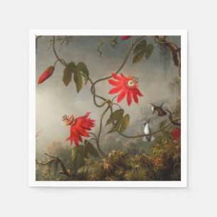 Servilleta De Papel Flores de pasión con cabeza de Hummingbirds