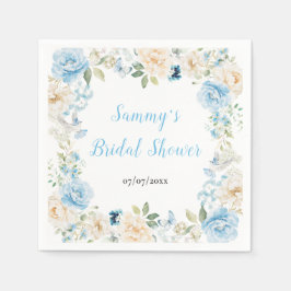 Servilleta De Papel Flores de peones azules y blancos ducha de novias