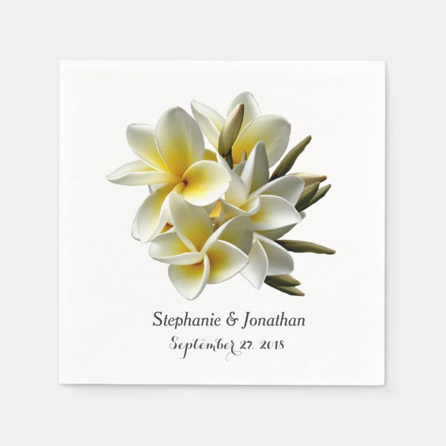 Servilleta De Papel Flores de Plumeria Amarilla Boda tropical Napkin (Anverso)