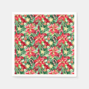 Servilleta De Papel Flores de Poinsettia festiva para navidades