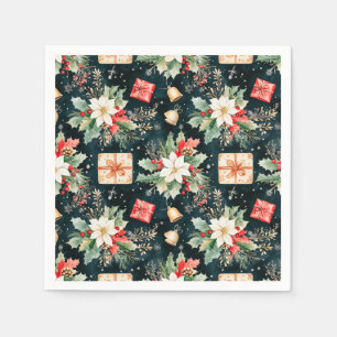 Servilleta De Papel Flores de Poinsettia festiva para navidades