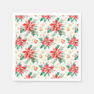 Servilleta De Papel Flores de Poinsettia festiva para navidades