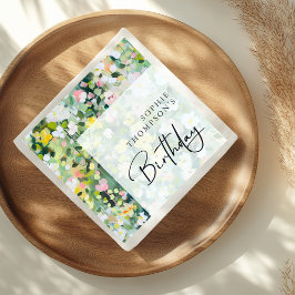 Servilleta De Papel Flores de pradera elegante cumpleaños