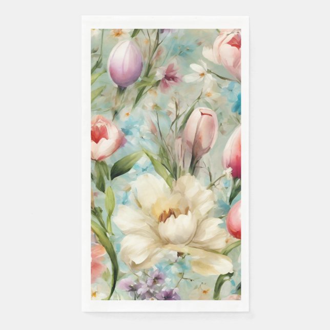 Servilleta De Papel Flores de primavera al estilo del impresionismo (Anverso)