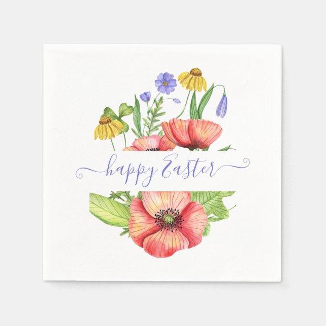 Servilleta De Papel Flores de primavera en acuarela personalizadas (Anverso)