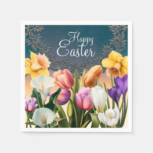 Servilleta De Papel Flores de primavera Marco floral Fiesta de Moda el (Anverso)