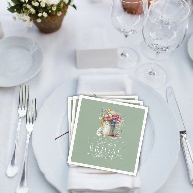 Servilleta De Papel Flores de primavera románticas Vase Bridal Shower (Subido por el creador)