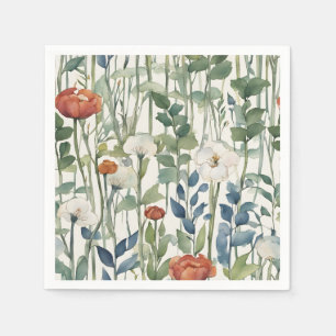 Servilleta De Papel Flores de primavera silvestres acuarela arte