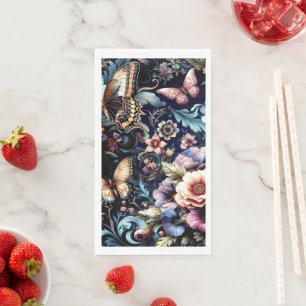 Servilleta De Papel Flores de primavera y mariposas antiguas