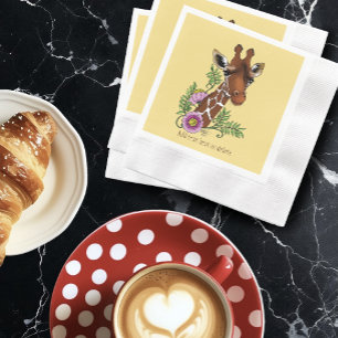 Servilleta De Papel Flores de retrato amarillo de jirafa