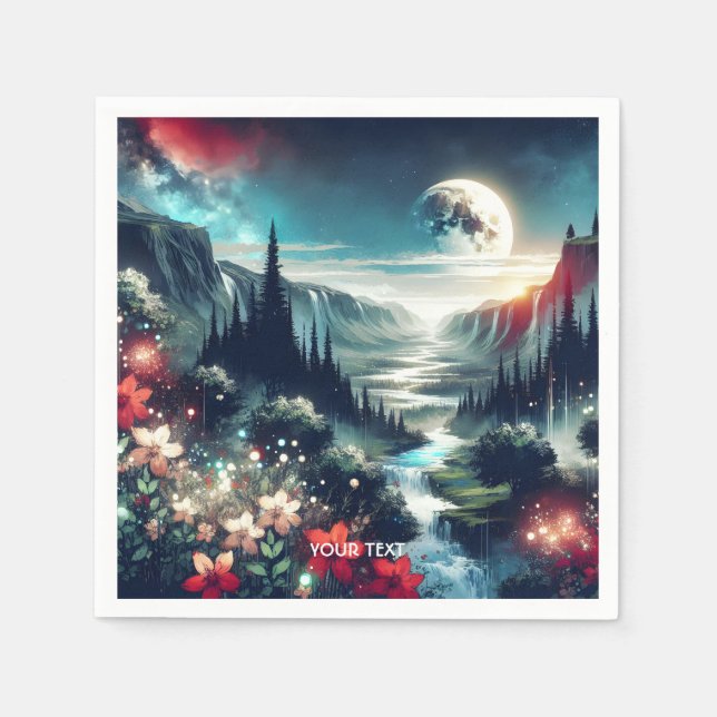 Servilleta De Papel Flores de río Fantasy Cute Moon (Anverso)
