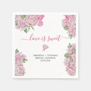 Servilleta De Papel Flores de rosa acuarela - el amor es dulce
