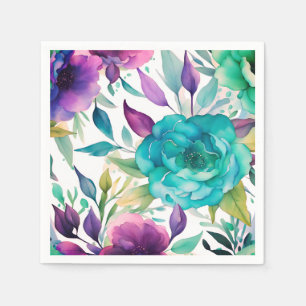 Servilleta De Papel flores de Rosa Azul Púrpura