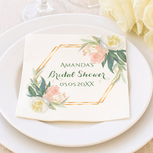 Servilleta De Papel Flores de rosas blancas rosadas geométricas Ducha