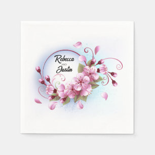 Servilleta De Papel Flores de Sakura Rosadas Floral Boho Moderno