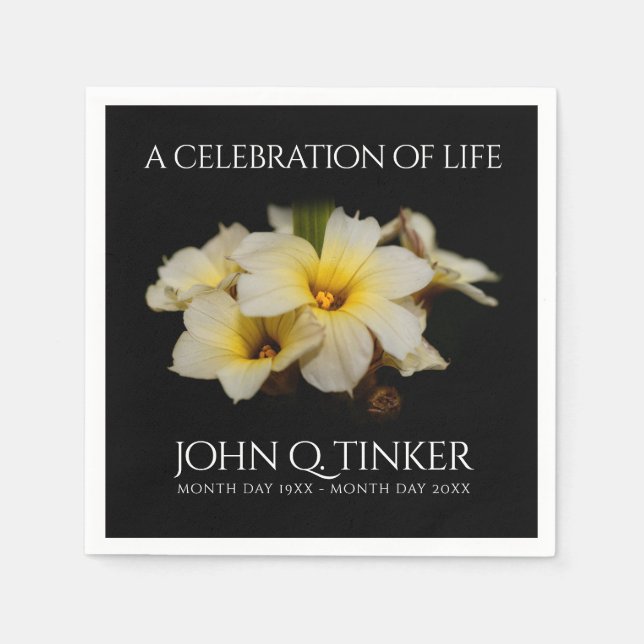 Servilleta De Papel Flores de satén elegantes en negro (Anverso)