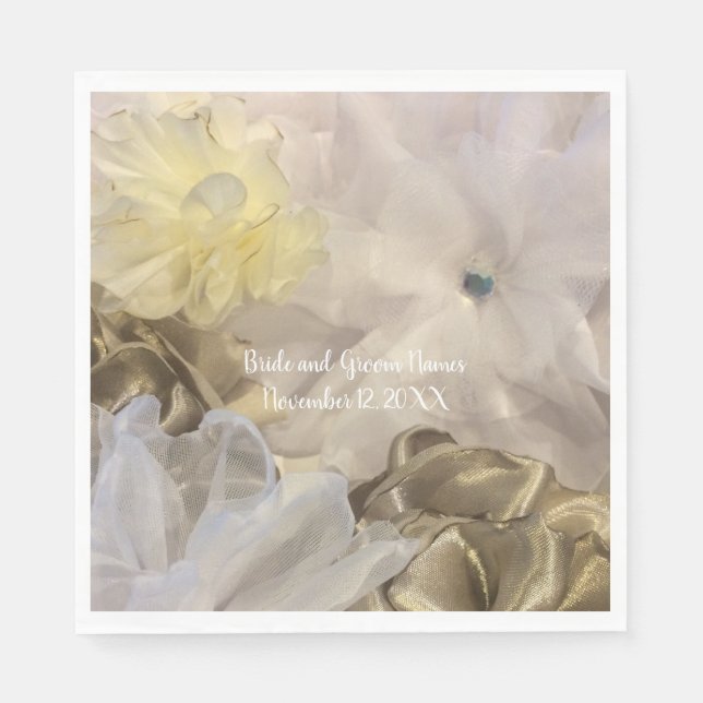 Servilleta De Papel Flores de seda y organza (Anverso)