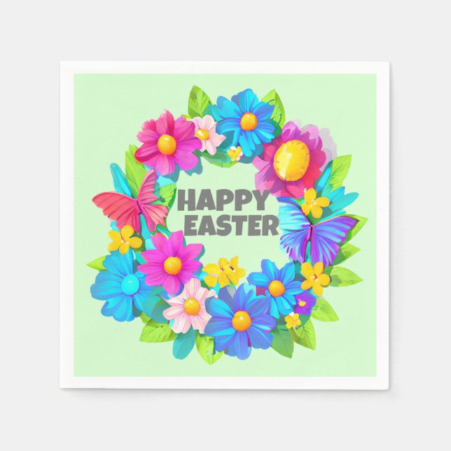 Servilleta De Papel Flores de Semana Santa coloridas (Anverso)