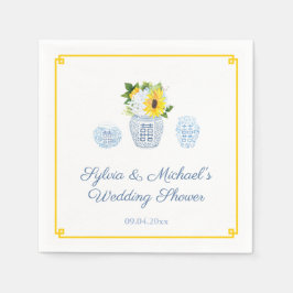 Servilleta De Papel Flores de sol clásicas, ducha de novia azul y blan