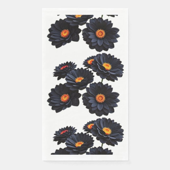 Servilleta De Papel Flores de terciopelo negro (Anverso)