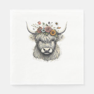 Servilleta De Papel Flores de ternera de vaca cortada Ilustracion mano