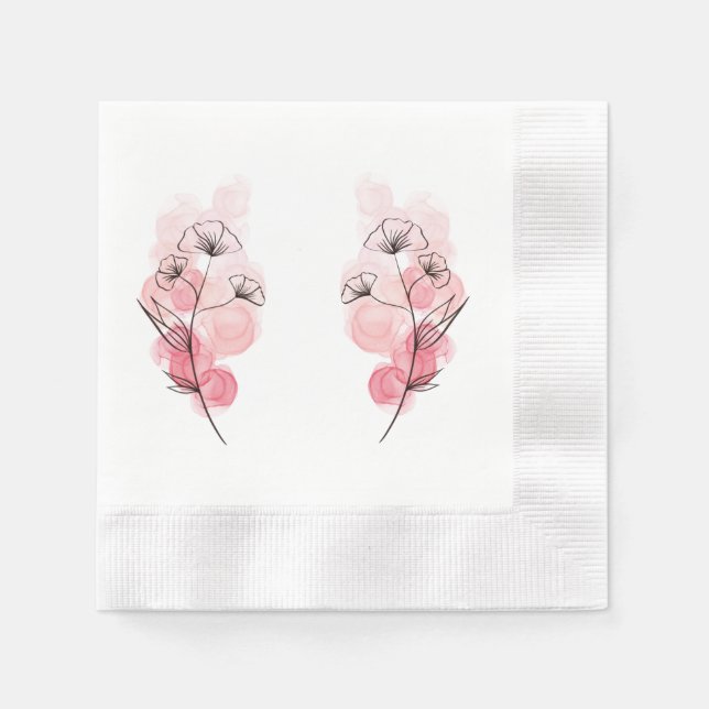 Servilleta De Papel Flores de Tinta Alcoholica Rosa (Anverso)