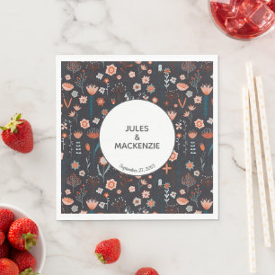 Servilleta De Papel Flores de verano escandinavas oscuridad Boho moder