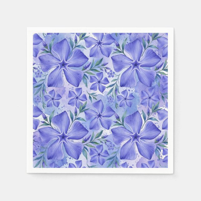 Servilleta De Papel Flores de Vinca Azul Violeta Vinca (Anverso)