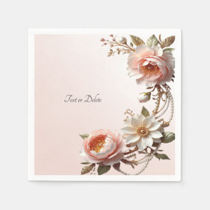 Servilleta De Papel Flores decorativas rosadas y blancas