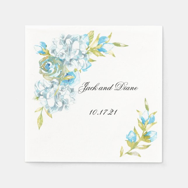 Servilleta De Papel Flores del jardín azul Boda Napkins (Anverso)