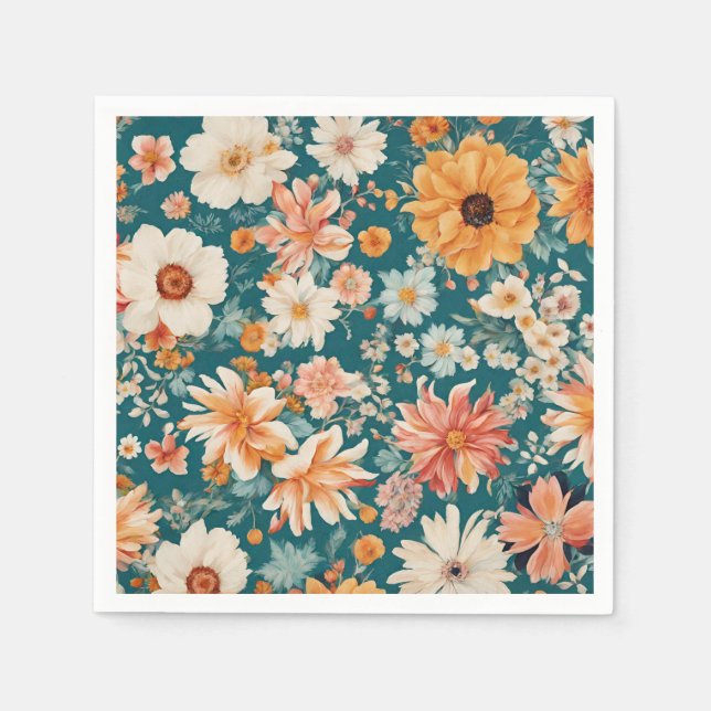 Servilleta De Papel Flores Delicadas Increíbles (Anverso)