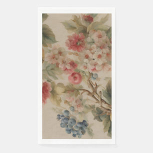 Servilleta De Papel Flores delicadas y frutas francesas. Estilo pintad