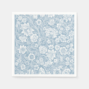 Servilleta De Papel Flores Dibujadas a Mano, Arte Botánico Gris Azul B