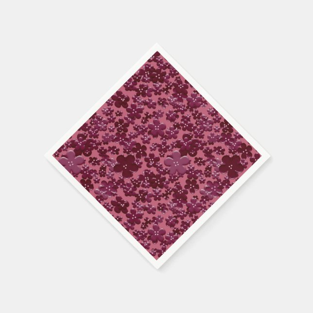 Servilleta De Papel Flores dispersas, NAPKINS, FIESTA de Plum-PAPER (Borde)
