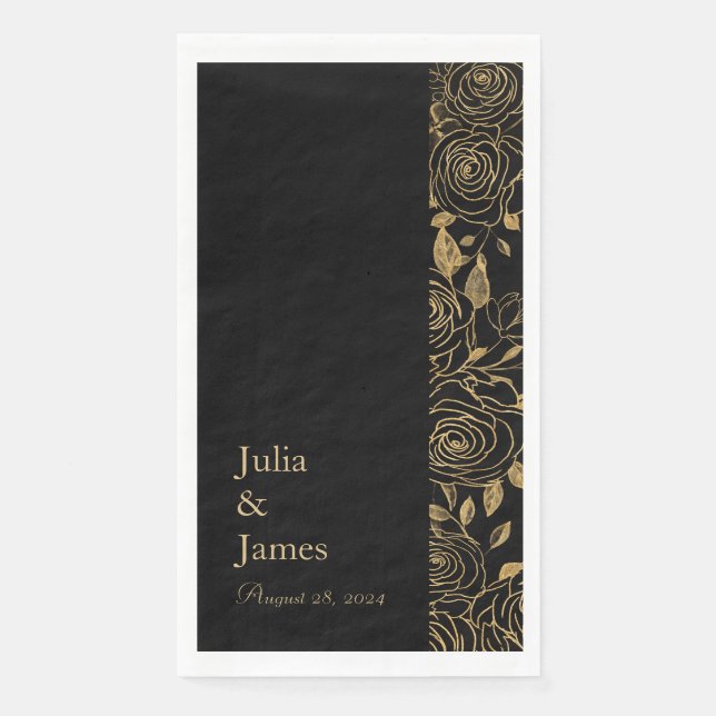 Servilleta De Papel Flores Doradas (Anverso)